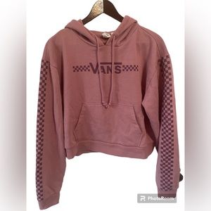 Vans Pink Cropped Drawstring Hooded Sweatshirt